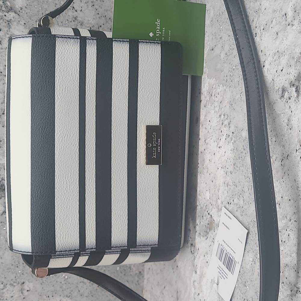 Kate Spade Black and White Striped Crossbody Bag - Picture 11 of 12